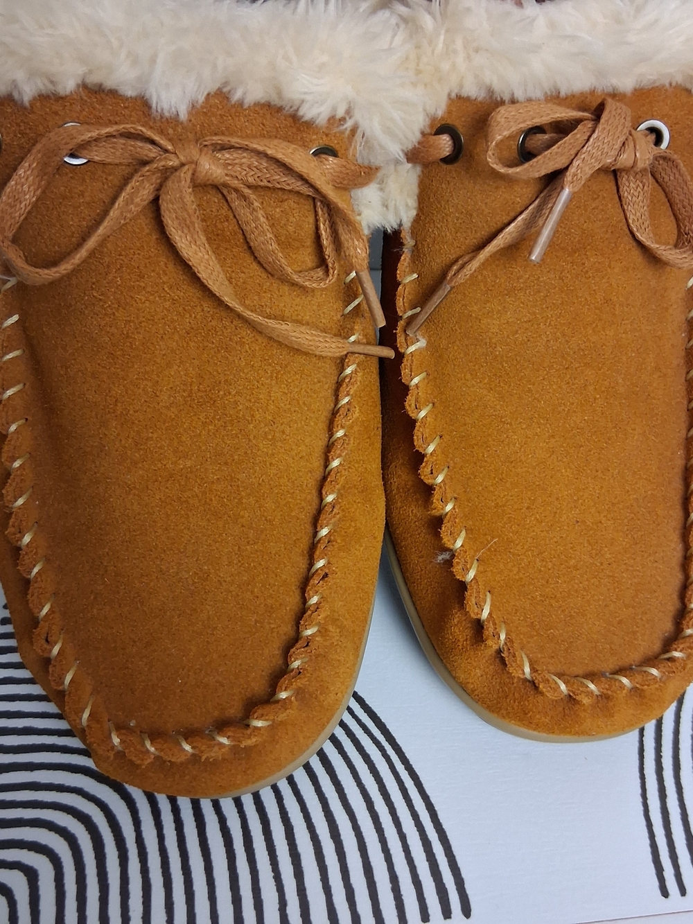 Orthofeet Womens 10 Wide Brown Faux Fur Lined Comfort Slip On Moccasin Slippers - Picture 13 of 13